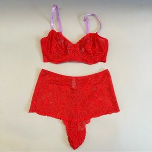 DORALARSEN stretch-lace soft-cup underwired bra and recycled lace and briefs set